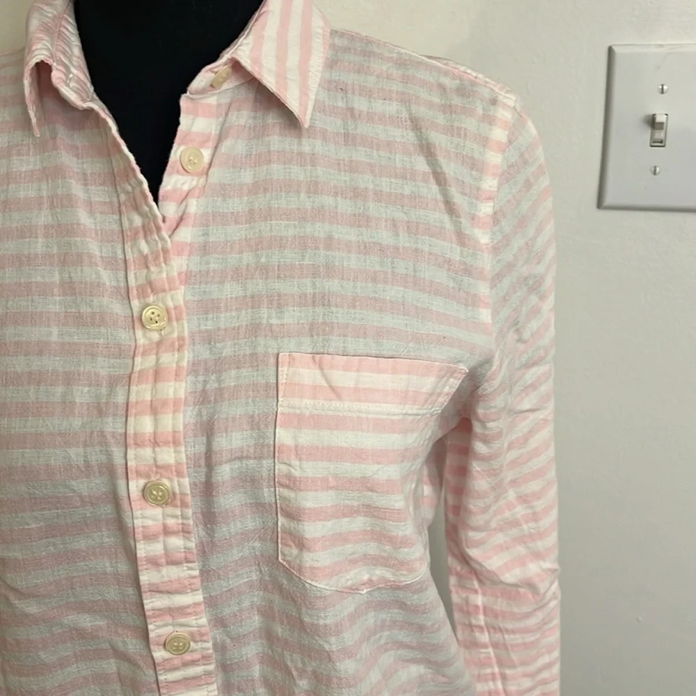 J.Crew Linen and Cotton Striped Button Down, Sz. S.
